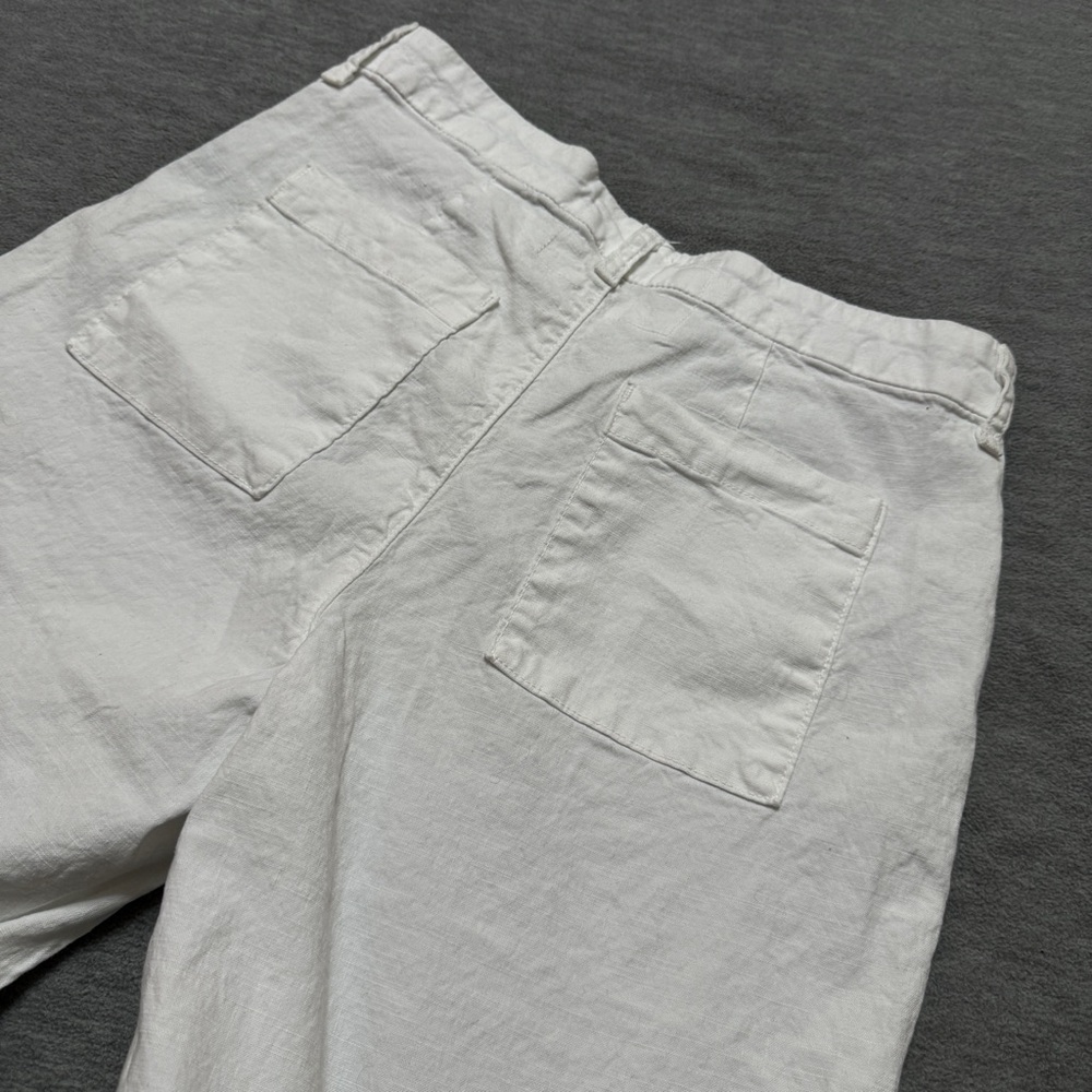 Frank Eileen sz 6 Wexford Linen Cotton Pants Trouser White Wide Leg High Waist - Picture 10 of 13